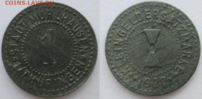 Нотгельды Германии. Обзорная тема. - 1 пф.1920г., цинк, Мюльхаузен.JPG