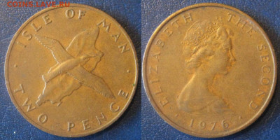 Остров МЕН 2 пенса 1976 г До 24-09 в 22-00 мск - 2 пенса