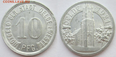 Нотгельды Германии. Обзорная тема. - 10 пф. 1921 г., Ольде, алюминий.JPG