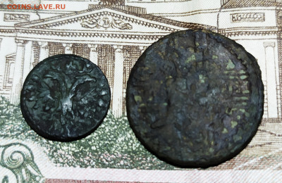 Полушка 1719 ВРП, Полушка 1731 перечекан с крестовой копейки - IMG_20190924_191512