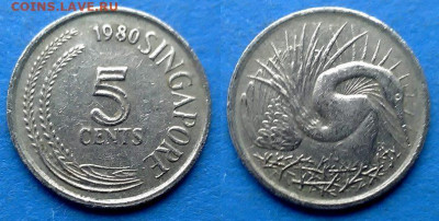 Сингапур - 5 центов 1980 года (Фауна) до 01.10 - Сингапур 5 центов, 1980