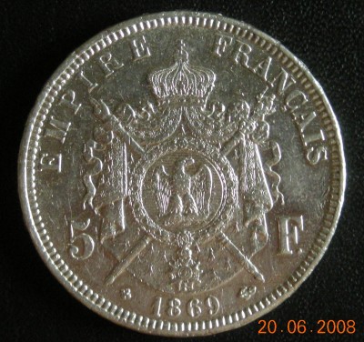 5 франков Наполеон III 1869 - DSCN1544
