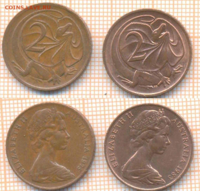 Австралия 2 цента 1975, 1983 г., фикс - Австралия 2 цента 1975 83  98  15