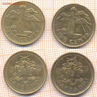 Барбадос 5 центов 1999, 2012 г., фикс - Барбадос 5 центов 1999 2012  26  10