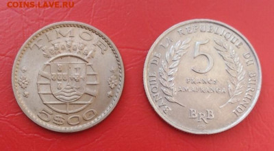 Бурунди 5 франков 1968г и Тимор 5 эскудо 1970г до 28.09.19г. - 1877
