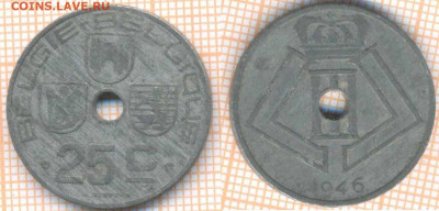 Бельгия 25 центов 1946 г., до 1.10.2019 г. 22.00 по Москве - Бельгия 25 центов 1946  6922