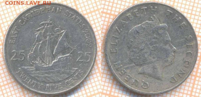 Восточные Карибы 25 центов 2002 г. , до 1.10.2019 г. 22.00 п - Восточные Карибы 25 центов 2002  6921