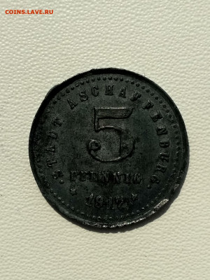 Aschaffenburg,5 пфеннигов 1917г(нотгельд)до 1.10.2019г - IMG_20190904_101935_HDR