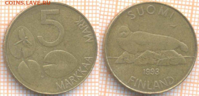 Финляндия 5 марок 1993 г. , до 3.10.2019 г. 22.00 по Москве - Финляндия 5 марок 1993  6942