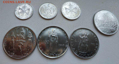 Ватикан, 7 монет (1,2,5,100лир, Павел 6 и Иоанн 23) до 04.10 - 2