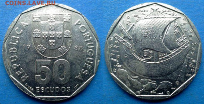 Португалия - 50 эскудо 1988 года (Парусник) до 5.10 - Португалия 50 эскудо, 1988