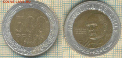 Чили 500 песо 2000 г., до 4.10.2019 г. 22.00 по Москве - Чили 500 песо 2000  6122
