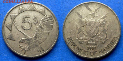 Намибия - 5 долларов 1993 года до 5.10 - Намибия 5 долларов, 1993