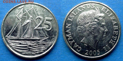 Каймановы острова - 25 центов 2005 года до 5.10 - Каймановы острова 25 центов, 2005