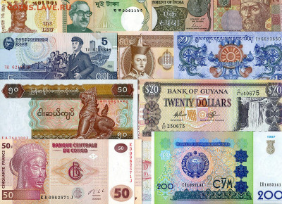 25 иностранных банкнот. С рубля.   до 03.10. в 22:00 мск. - №_1__25 шт__1200