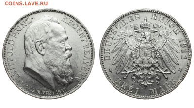 Германия. Бавария. 3 марки 1911 г. Регент. До 03.10.19. - Р63.JPG