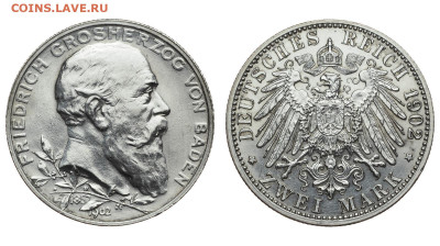 Баден. 2 марки 1902 г. 50 лет правл. Фридриха. До 03.10.19. - Р83.JPG
