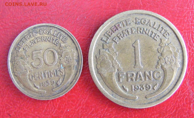 Франция 1 и 0,5 франка 1939  до 6.10 в 22.10 по МСК - Франция 1 и 0,5 франка 1939 (1).JPG