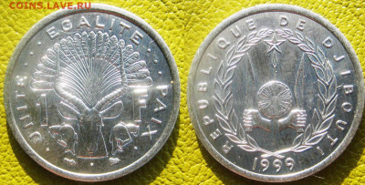 Только сутки Джибути 1 франк 1999г До 03-10 в 22-00 мск - джиб