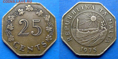 Мальта - 25 центов 1975 года (Лодка) до 9.10 - Мальта 25 центов, 1975