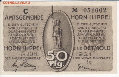 Нотгельд-Хорн (Липпе) 50 пфеннигов 1921 г. до 09.10 в 22.00 - IMG_20191003_0006