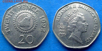 Гернси - 20 пенсов 1992 года до 10.10 - Гернси 20 пенсов, 1992