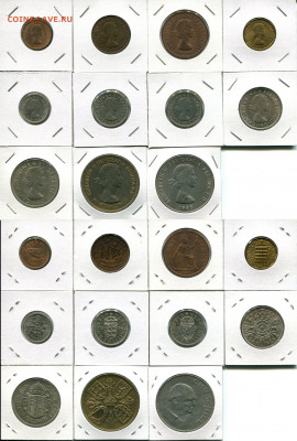 Великобритания подборка 1ф-5Ш 1954-1970 до 08.10.19 - GB 1954-1970 dif