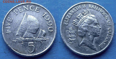18 мм) до 10.10 - Гернси 5 пенсов, 1990