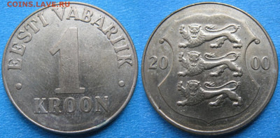 Эстония 1 крона 2000 до 11-10-19 в 22:00 - Эстония 1 крона 2000    114-ас52-9853