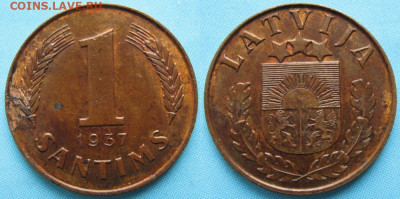 Латвия 1 сантим 1937 до 11-10-19 в 22:00 - Латвия 1 сантим 1937   105-ak3- 2829