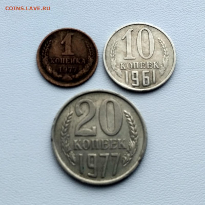 СССР,1 коп 1977,20 коп 1977,10 коп 1961г до 8.10.2019г - IMG_20191006_150344_HDR