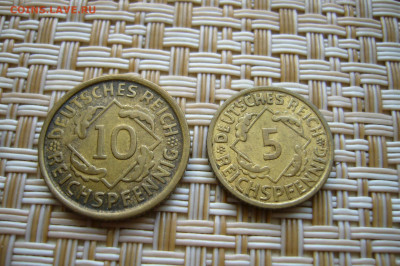 5 пфеннигов 1936 + 10 пфеннигов 1925 - 10-10-19 - 23-10 мск - P1910024.JPG