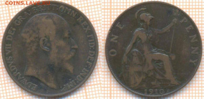 Великобритания 1 пенни 1910 г., до 14.10.2019 г. 22.00 по М - Великобритания пенни 1910  7026