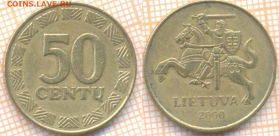 Литва 50 центов 2000 г. , до 14.10.2019 г. 22.00 по Москве - Литва 50 центов 2000  7024