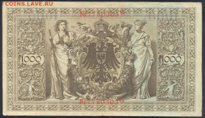 Германия 1000 марок 1910 г.  11.10. 19 г. 22 -00 МСК. - 1000  м. 1910 1