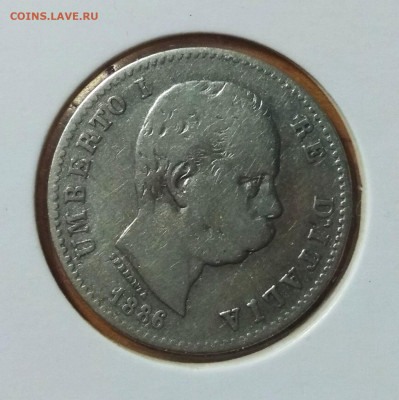 С 200 р. Италия 1 лира 1886 - 137788135