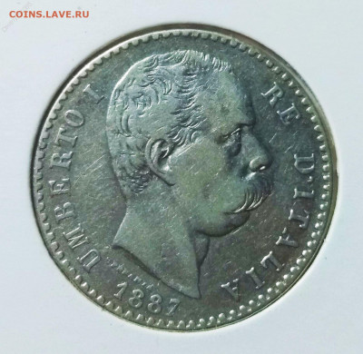 С 200 р. Италия 2 лиры 1887 - 137788135