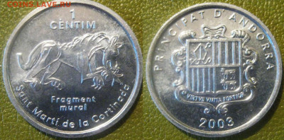 Только сутки АНДОРА 1 сентим 2003 г до 11-10 в 22-00 мск - Андора 1 сентим