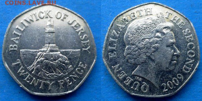 Джерси - 20 пенсов 2009 года (Маяк) до 17.10 - Джерси 20 пенсов, 2009