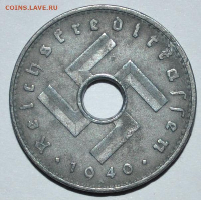 Zn 10 пфенигов 1940 А с дыркой редкая!15.10.19 22:00 - 4.JPG
