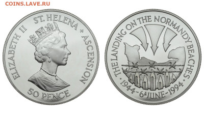 О-в Св. Елены. 50 пенсов 1994 г. Proof. Высадка. До 17.10.19 - DSH_4488.JPG