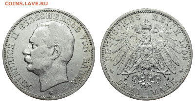 Баден. 3 марки 1909 г. Фридрих II. До 17.10.19. - DSH_4409.JPG