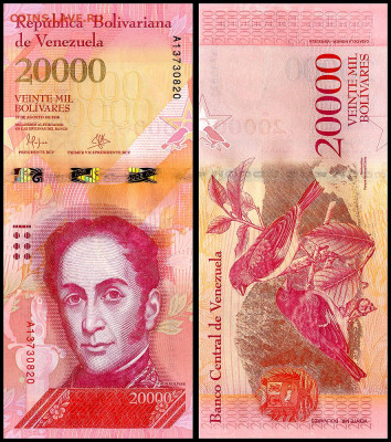 Венесуэла 20000 боливар 2017г. С 1 руб. до 18.10. в 22:00. - 1000