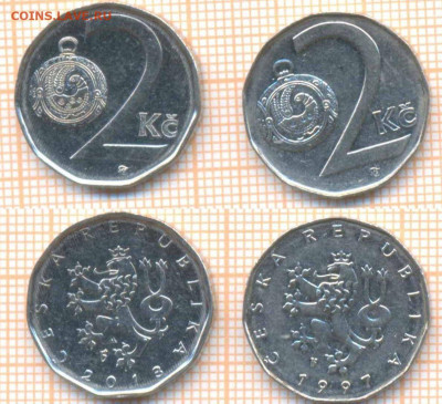 Чехия 2 кроны 1997, 2013 г., фикс - Чехия 2 кроны 1997 13  95  10