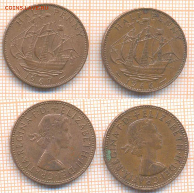 Великобритания полпенни 1966, 1967 г. - Великобритания полпенни 1966 67  117  12