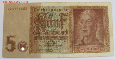 5 марок Германия 1942. 3 рейх. - 5 марок Германия 1942 - 1-1
