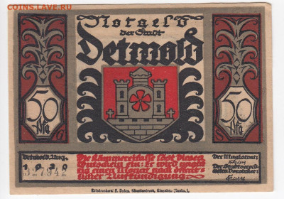 НОТГЕЛЬД - ДЕТМОЛЬД 50 пфеннигов 1920 г. до 22.10 в 22.00 - IMG_20191016_0012