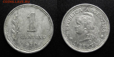 МОНЕТЫ МИРА 10-19 - Аргентина – 1 сентаво (1970) №1
