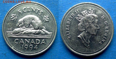Канада - 5 центов 1994 года (Фауна) до 22.10 - Канада 5 центов, 1994