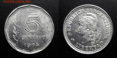 МОНЕТЫ МИРА 10-19 - Аргентина – 5 сентаво (1974)